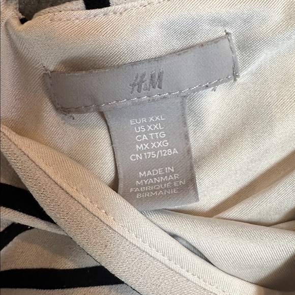 H&M Black & White Striped V-Neck Spaghetti Strap Dress, Size XXL - Picture 2 of 8